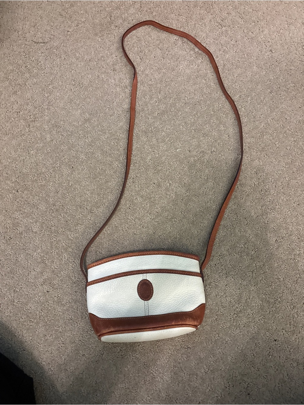Made in Italy Authentic Leather White and Brown Crossbody Shoulder Bag